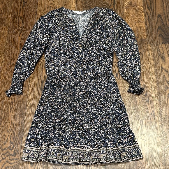 Veronica Beard Navy Paisley 3/4 Sleeve Dress - Picture 4 of 12